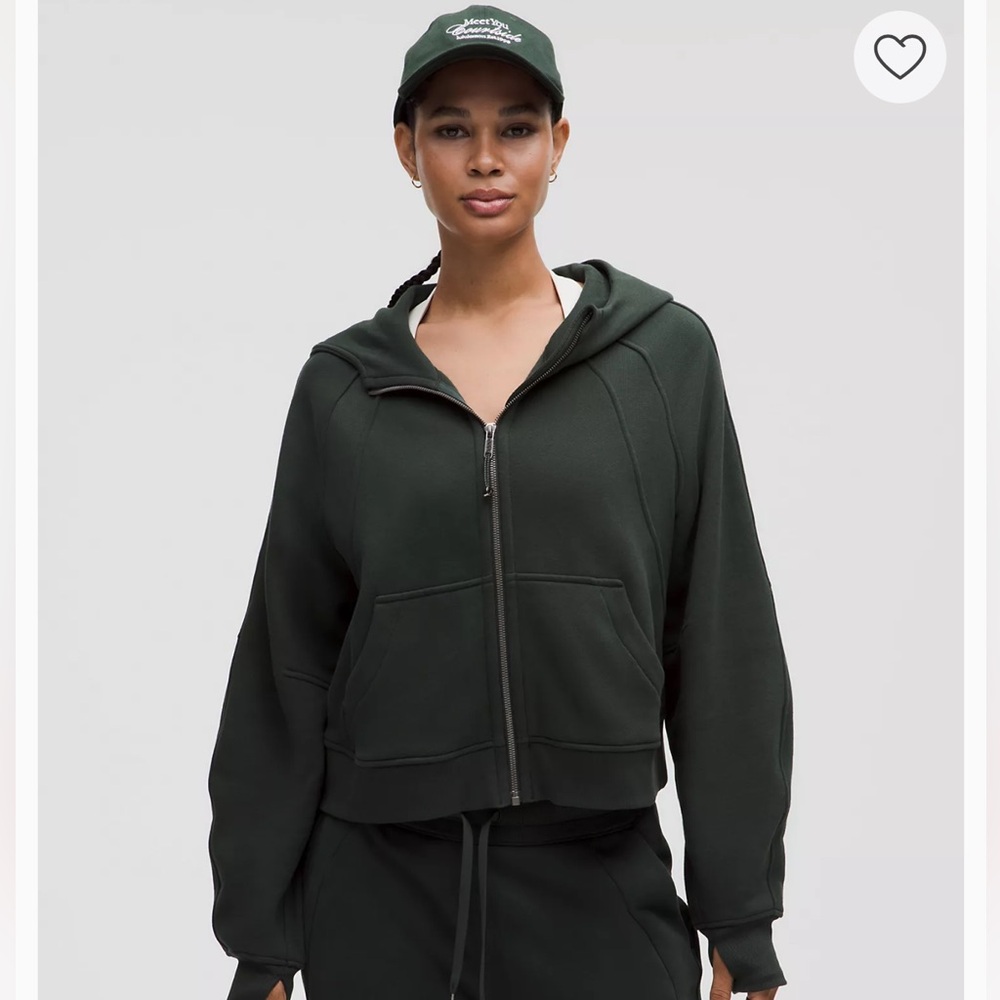 Scuba Oversized Dark Green Zip-Up Hoodie
